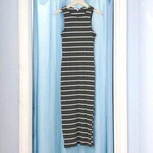 White and Green Striped Dress